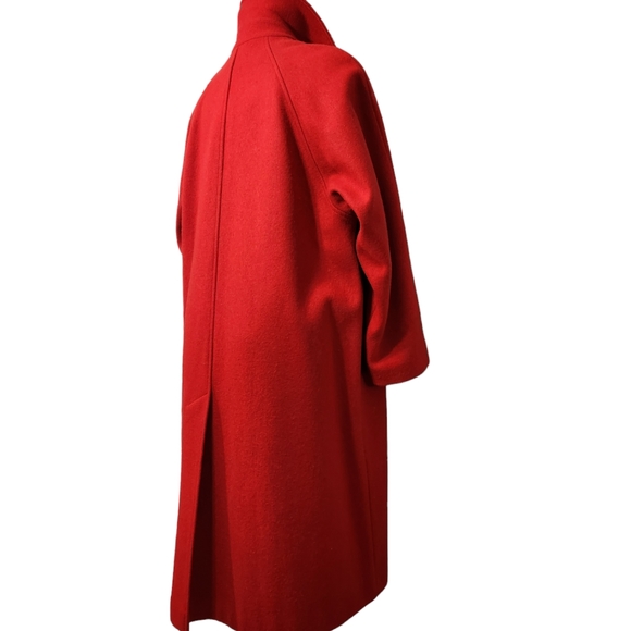 Collection elegante 3/4 red wool long coat - Picture 8 of 16